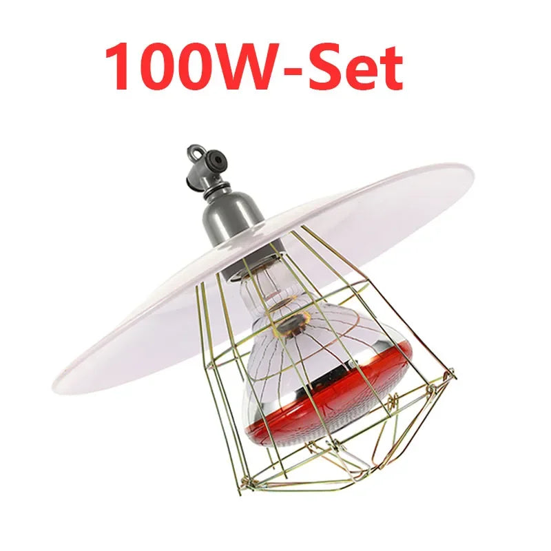100W-275W Poultry Heating Lamp Livestock Farm Infrared Heating Lamp Explosion-proof Durable Reptile Light Lampshade Optional